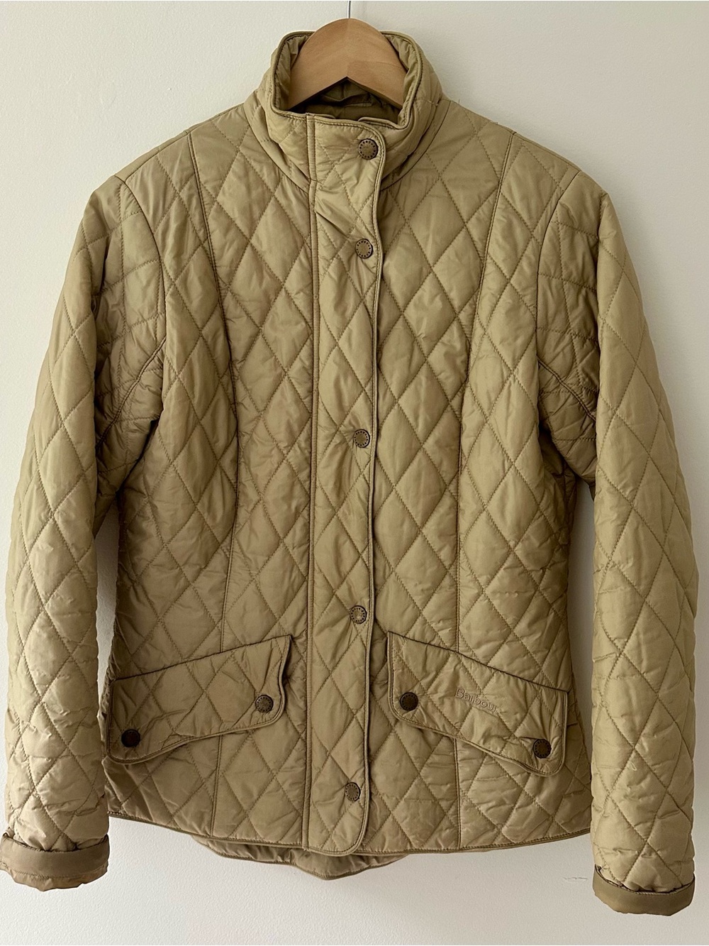 Barbour Calvary Flyweight Jacket Tan Size 6 Excellent Condition